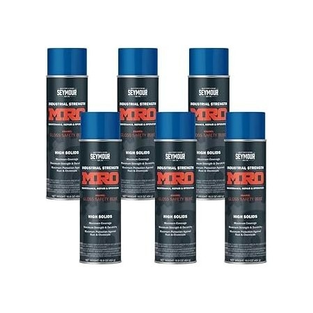 Seymour Midwest MRO Industrial High-Solids Spray Paint, Safety Blue, 16 oz, 6PK 6201427