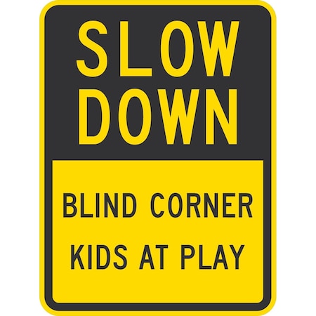 Lyle Slow Down Blind Corner Kids At Play, 18x24, Non-Reflective, Yellow G-11224-NA_18x24