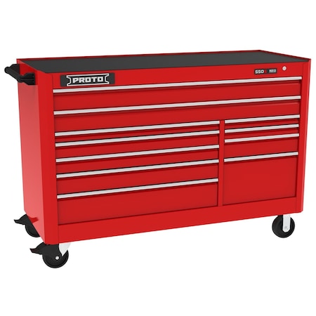 Proto 550 Series Rolling Tool Cabinet, 11 Drawer, Red, Steel, 66 in W x 27 in D x 46 in H J556646B-11RD
