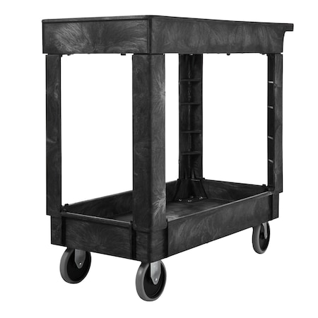 Rubbermaid Commercial Structural Foam Utility Cart with Deep Lipped Plastic Shelves, Flat, 2 Shelves, 300 lbs FG9T6600BLA