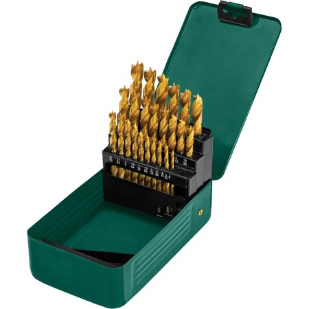 Grizzly Pro M2 HSS TiN-Coated Brad Point Bit Set, 25 Pc. T33691