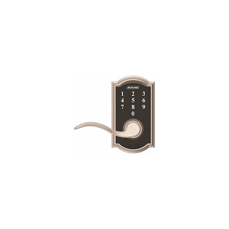 Schlage Residential Camelot Series Keypad Lock, Satin Nickel, 2 3/8 x 2 3/4 in Backset FE695-V-CAM-ACC-619