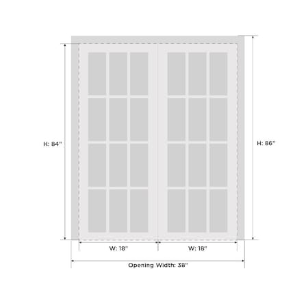 Sartodoors Double French Interior Door, 36" x 84", White QUADRO4112DD-WS-3684