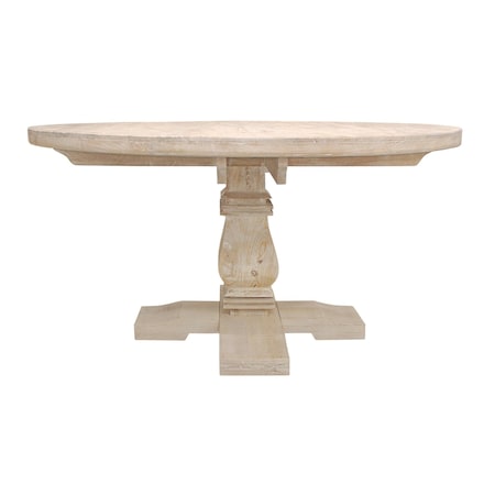 Homeroots 58" Natural Rounded Solid Wood Pedestal Base Dining Table 488688