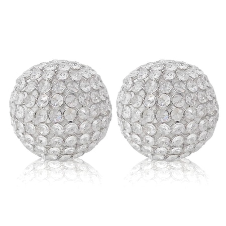 Homeroots Set of Two Clear Faux Crystal and Silver Decorative Orb Tabletop Sculptures, 2PK 373745
