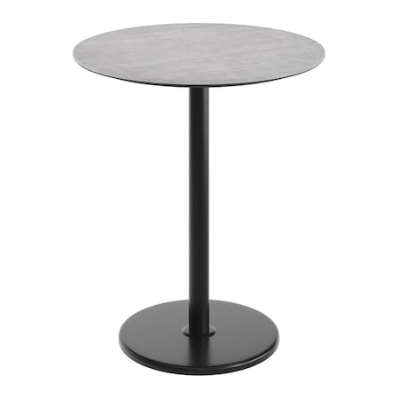 Flash Furniture 36" Round Tabletop, Seamless Surface Technology, Gray Faux Concrete, 24" Black Round Bar Height Base ST-RD36-CMGY-TR24B-GG