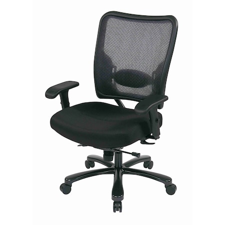 Space Seating 75 Series Big & Tall Double AirGrid Back and Fabric Seat Chair, Black/Black 75-7A773-231