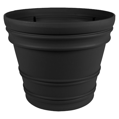 Bloem Rim Planter, 19.4 in H, 21.7 in W, Plastic, Black RR2200