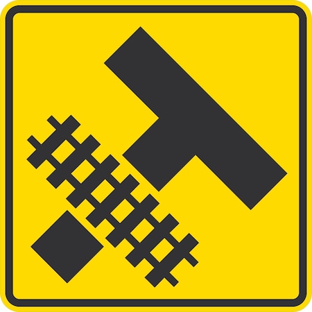 Lyle W10-3, Side Road With Tracks Symbol, 30x30, Diamond Grade, Yellow G-15137-DG_30x30