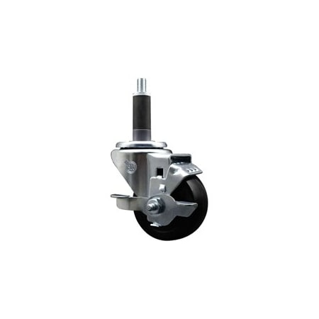 Service Caster 3'' Soft Rubber Swivel 1'' Expanding Stem Caster with Brake SCC-EX20S314-SRS-TLB-1