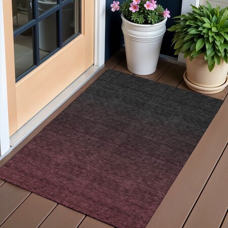 Homeroots 3' X 5' Merlot And Charcoal Abstract Washable Indoor Outdoor Area Rug 588948