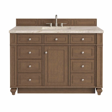 James Martin Vanities Bristol 48" Single Vanity, Saddle Brown, w/ 3 CM Tajnar Eclos Top 157-V48-SBR-3TJR