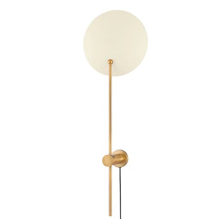 Troy Lighting Leif 1 Light Plug-In Sconce 10.25 In. Patina Brass And Soft Sand PTL8132-PBR/SSD