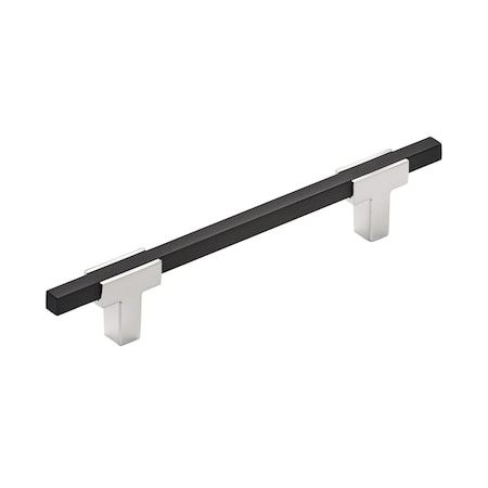 Amerock Urbanite 5-1/16 in 128 mm Center-to-Center Polished Chrome/Brushed Matte Black Cabinet Pull BP77812826BMB