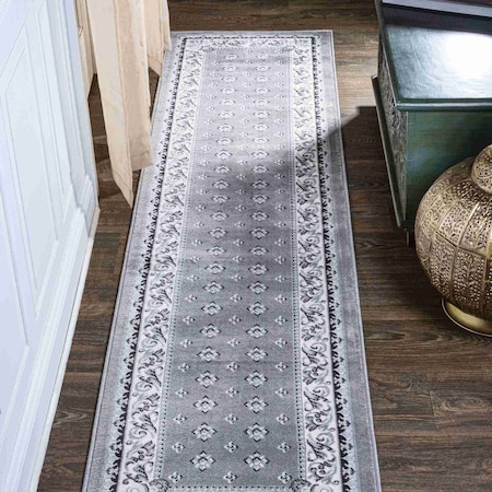 Jonathan Y Acanthus French Border Gray/Cream 2 ft. x 8 ft. Runner Rug MDP504D-28