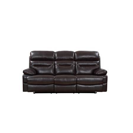Homeroots 89" Brown Faux Leather Sofa With Black Legs 366321