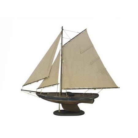 Handcrafted Decor Wooden Rustic Newport Sloop Model Sailboat Decoration- 30 in. R-Newport-Sloop-30