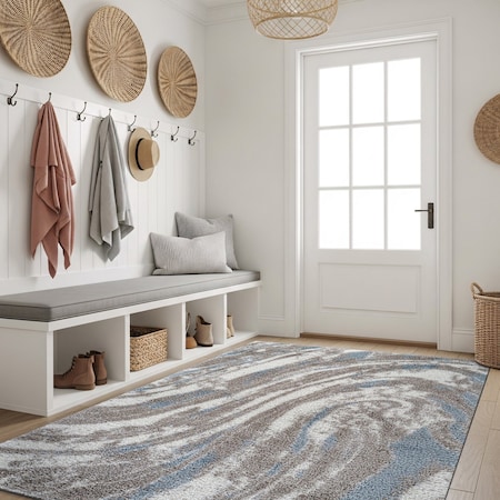 World Rug Gallery Marble Swirl Shag Area Rug 4 ft x 6 ft Blue WR131BLUE4X6