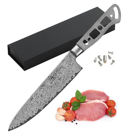 Tablero 8 in. Japanese AUS 10 67 Layers Damascus Steel Gyuto Chef Knife Blank Woodworking Project Kit TA3283884