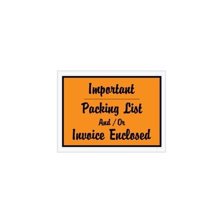 Bubblefast 4 1/2 x 6'' Orange ''Important Packing List And/Or Invoice Enclosed'' Envelopes, 1000PK BFPL4