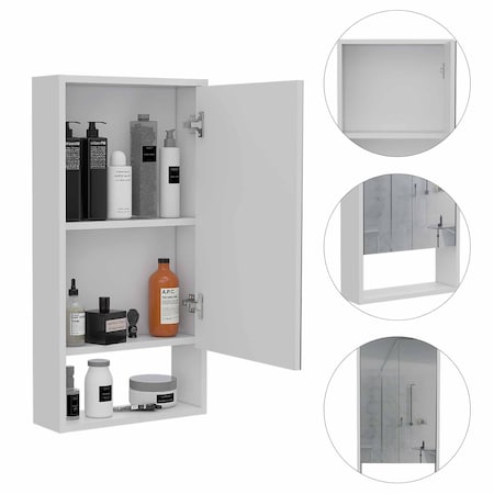 Homeroots 18" White Wood Floating Single Door Bathroom Vanity And Medicine Cabinet With Mirror 478208