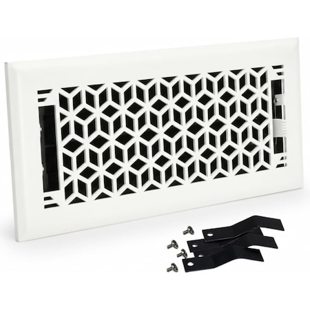 Sierra Grates 4 in. H X 10 in. W Powder Coat Steel, White Floor Register VEC410-WHT