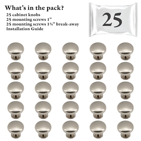 Designperfect 1 3/16 Diameter Mushroom Knob, 25PK DPA25R53KSNB
