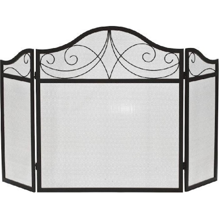 Dagan 3 Fold Arched Wrought Iron Screen, Black S122
