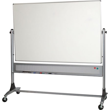 Mooreco Dry Erase Board, Porcelain, 48 in, 96 in, Aluminum Frame, White, Gloss 669RH-DD