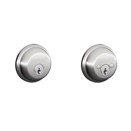 Schlage Residential Double Cylinder Deadbolt C Keyway with 12287 Latch and 10116 Strike Bright Chrome Finish B62625