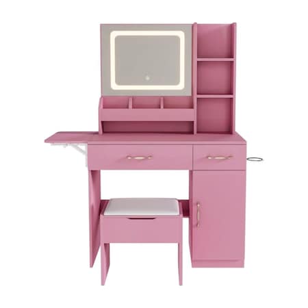 Homeroots 43" Pink Wood Lighted Two Drawer Dresser 714264