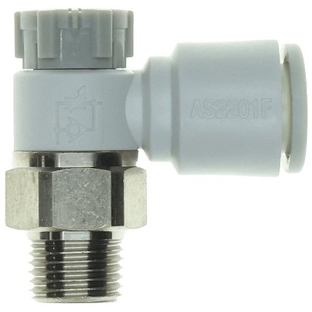 Smc Flow Control, Elbow, Meter-Out, R Thrd, 8MM AS2201F-01-08A