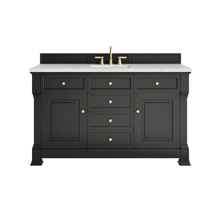 James Martin Vanities Brookfield 60 in. Single Vanity, Black Onyx w/ 3 CM Ethereal Noctis Silestone Top 547-V60S-BKO-3ENC