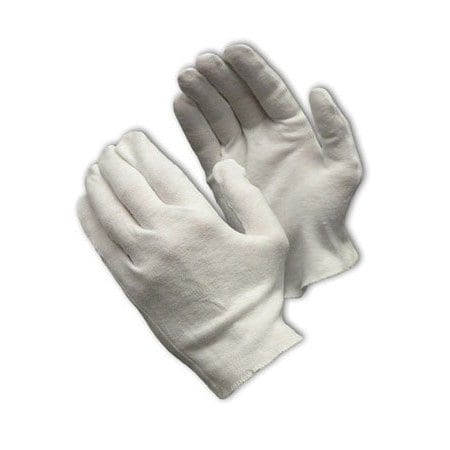 Cleanteam Heavy Weight Cotton Lisle Inspection Glove with Overcast Hem Cuff, Ladies', 12PK 97-541H