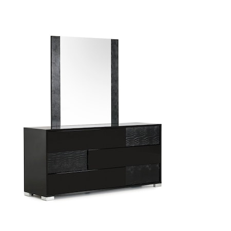 Homeroots Modern Black Crocodile Finish 3 Drawer Dresser 282545