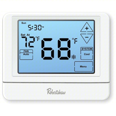 Robertshaw Digital Wall Thermostat, White, 1" D RS9110T