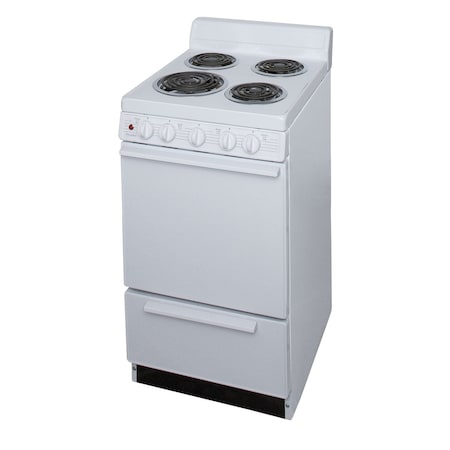 Premier Electric Range, 20 inW x 40 inH x 24.5 inD, 2.42 cu. ft Oven, Coil Top Stove, White 805688