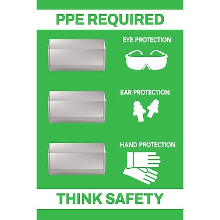 Visual Workplace PPE Shadow Board, Green, 24 in H 30-1910-3624-P11401