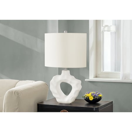 Monarch Specialties Lighting, 25 in.H, Table Lamp, Cream Resin, Ivory / Cream Shade, Modern I 9727