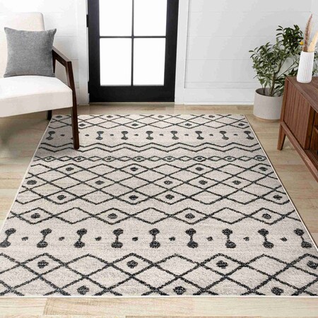 Jonathan Y Aksil Moroccan Beni Souk Cream/Black 5 ft. x 8 ft. Area Rug MOH208A-5