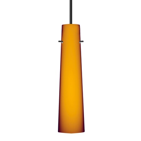 Besa Lighting Besa Camino Pendant, Amber Matte, Black Finish, 1x 5W LED 1BT-567480-LED-BK