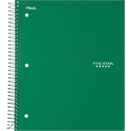 Five Star 8.5 x 11.5 in. Wirebound College Ruled Notebook 3 Subject, Green MEA72067
