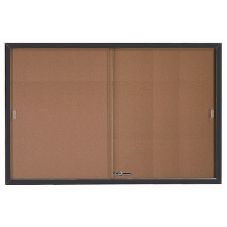 Aarco Enclosed Bulletin Board w/ Al Frame Sliding Doors, Powder Coated Bronze Anodized, 48''Hx72''W SBC4872BA