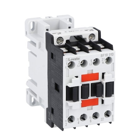 Lovato 3P Contactor, Iec 18A, 48Vdc, 1Nc Aux Contact BF1801D048