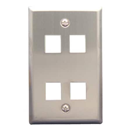 Icc Faceplate - 4 x Total Number of Socket(s) - 1-gang - Stainless Steel - Stainless Steel - 1 IC107SF4SS