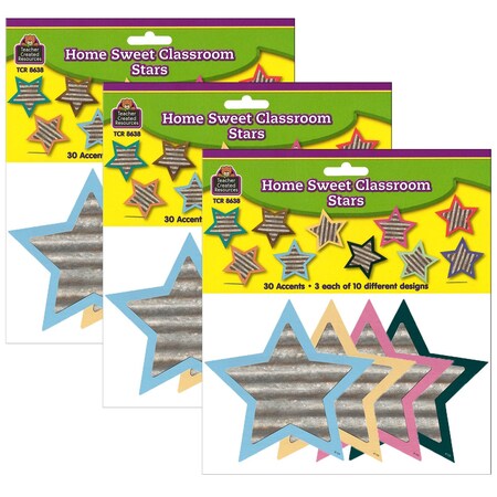 Teacher Created Resources Home Sweet Classroom Stars Accents, 30-Piece Set, 3PK 8638