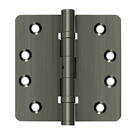 Deltana Pair of 4 x 4 x 1/4 Ball Bearing Radius Hinges with Non Removable Pin; Antique Nickel Finish DSB4R4NB15A