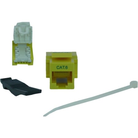 Cable Wholesale Cat6 Keystone Jack, Yellow, Toolless, RJ45 Female 327-120YL