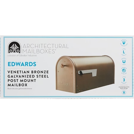 Gibraltar Edwards Venetian Bronze Steel Post Mount Mailbox EM160VBAM