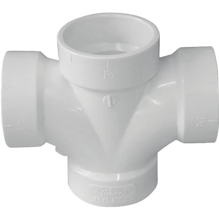 Genova IPEX 192185 Sanitary Pipe Cross, 4 in, Hub, PVC, White, SCH 40 Schedule PVC 00428  1200HA